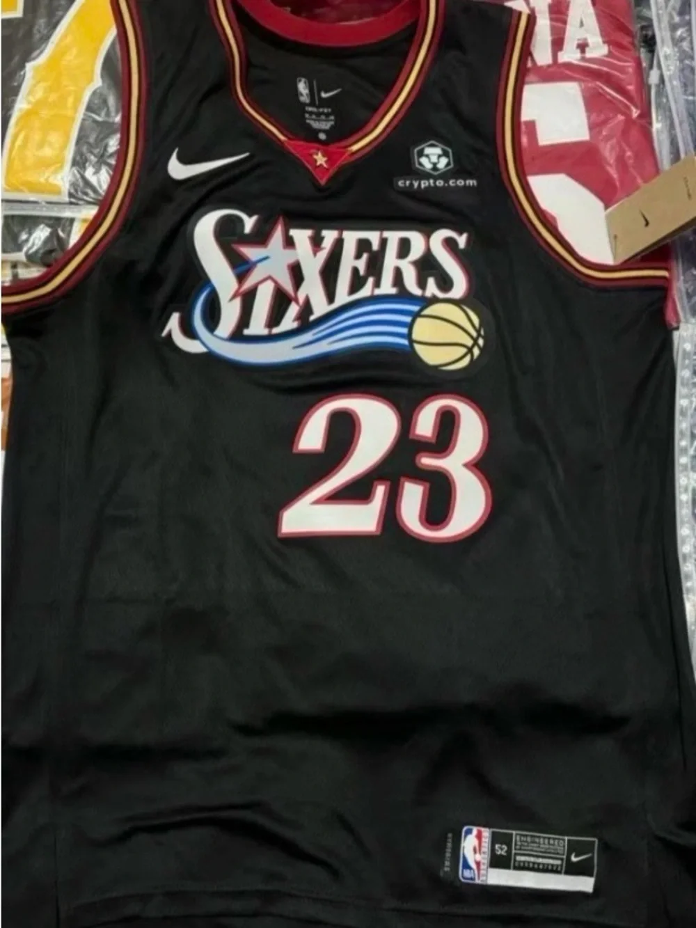 Nike Sixers Black Red-Trim #23 Basketball Jersey